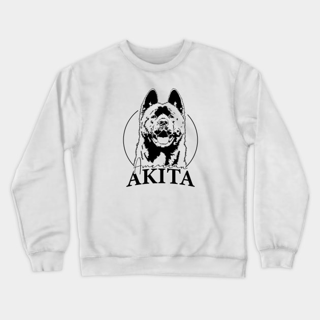 Funny Proud American Akita dog portrait gift Crewneck Sweatshirt by wilsigns